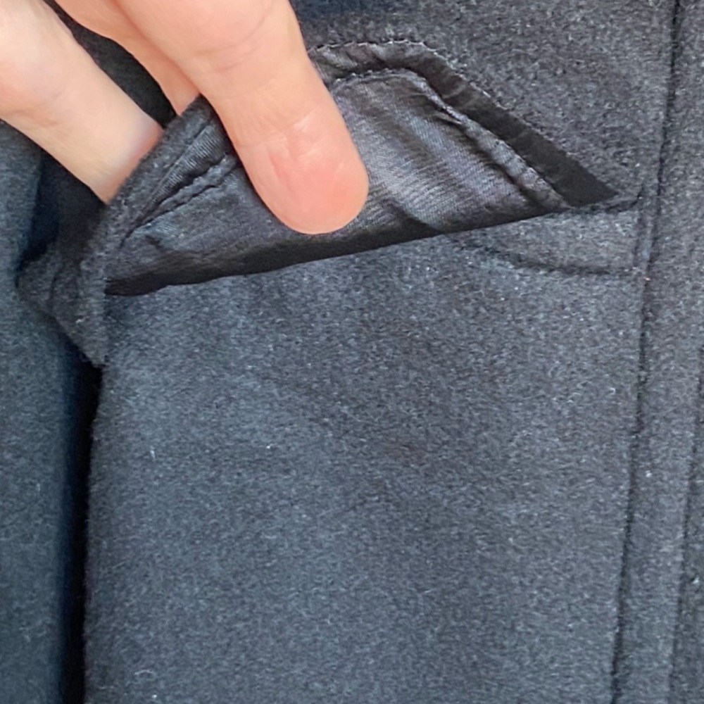 Vintage 90s Iconic Black Wool Trench Peacoat/Jacket by Liz Claiborne 14 - Picture 10 of 14